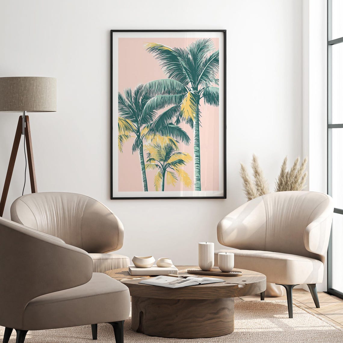 Palm Trees Pink Sky Poster Tropical Modern Coastal Wall Decor - Image 5
