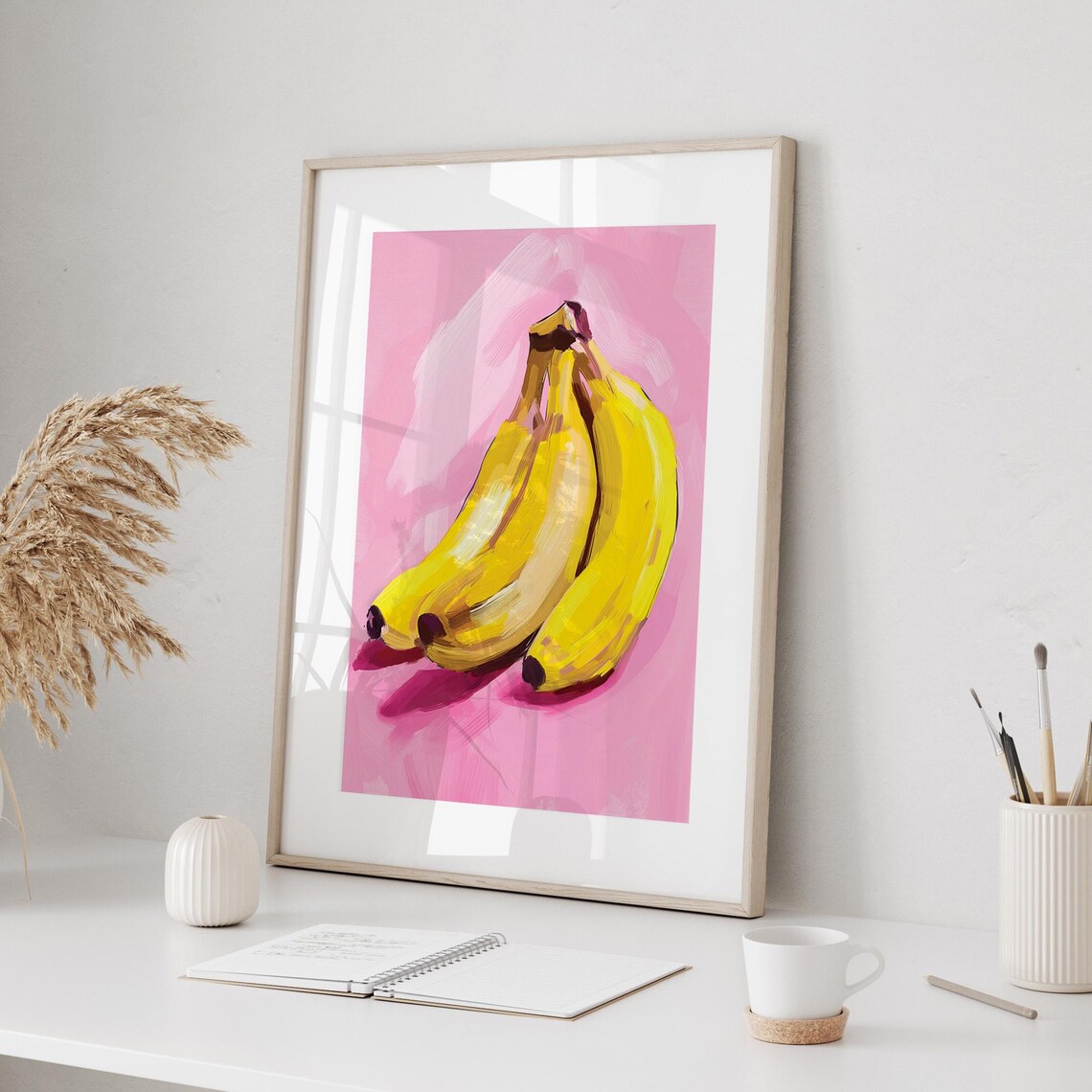 Banana Wall Art Print Pink Kitchen Wall Poster Modern Fruit Print Vibrant Kitchen Decor Banana Wall Art Pop Art Poster - Image 2