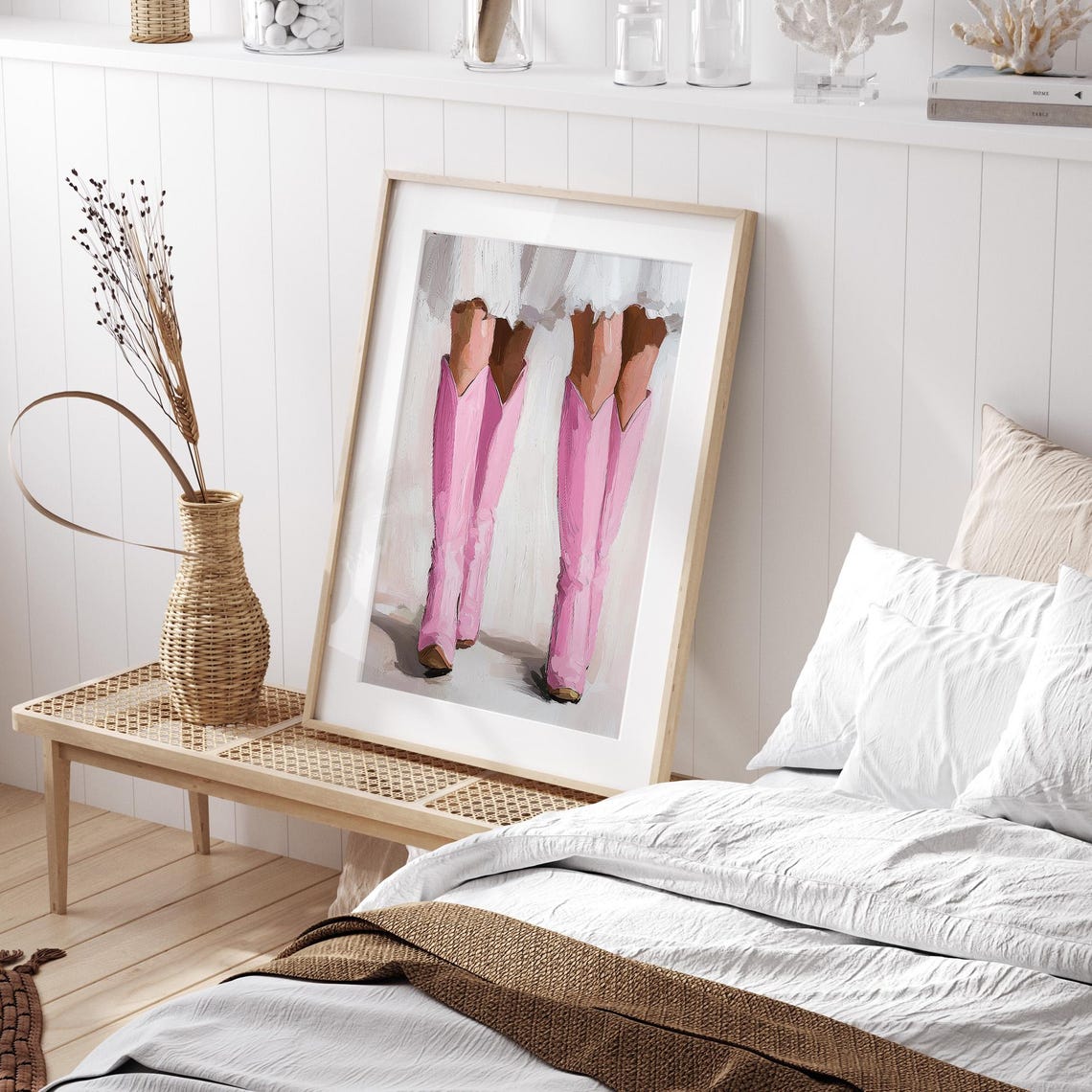 Pink Cowgirl Boots Wall Art Trendy Western Decor Modern Country Home Art Feminine Rustic Wall Print Instant - Image 3