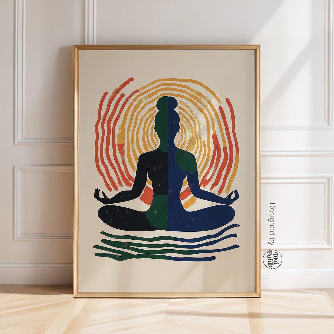 Meditating Silhouette With Rainbow Sun Halo Beautiful Zen Art Poster - Image 5