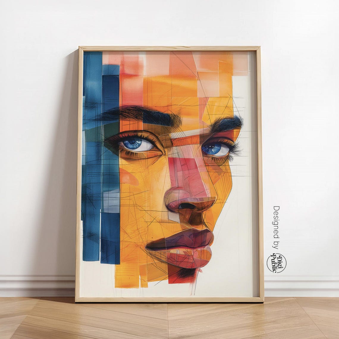 Abstract Portrait Wall Art Vibrant Geometric Face Modern Home Decor Artwork For Trendy Spaces Wall Art