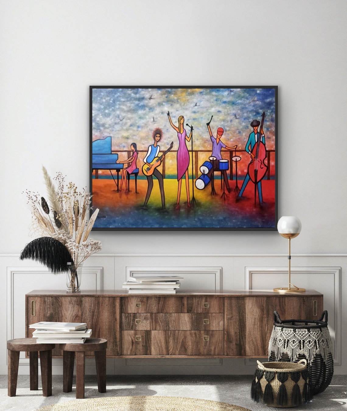 Abstract Painting On Music Oil Painting Unique Oil Painting Musicians Piano Violin Painting Cubism Abstract Wall Art - Image 4