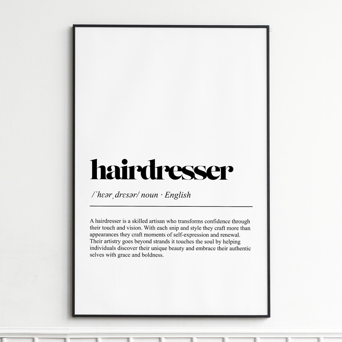 Hairdresser Definition Salon Decor Minimalist Typography Poster