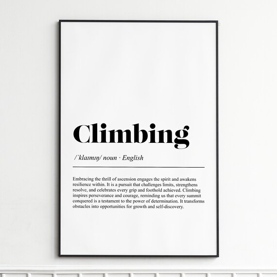 Climbing Definition Poster Dictionary Style Modern Typography Art