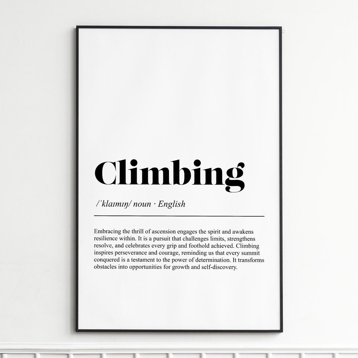 Rock Climbing Hobby Print Definition Modern Typography Wall Art Minimalist Dictionary Poster Decor For Enthusiasts