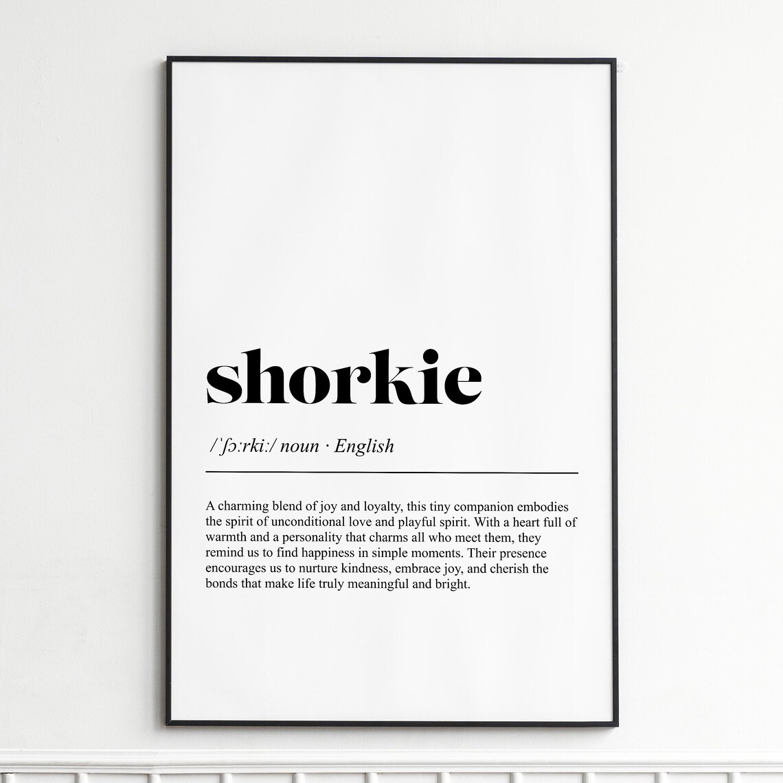 Shorkie Dog Definition Minimalist Dictionary Typography Gift Poster