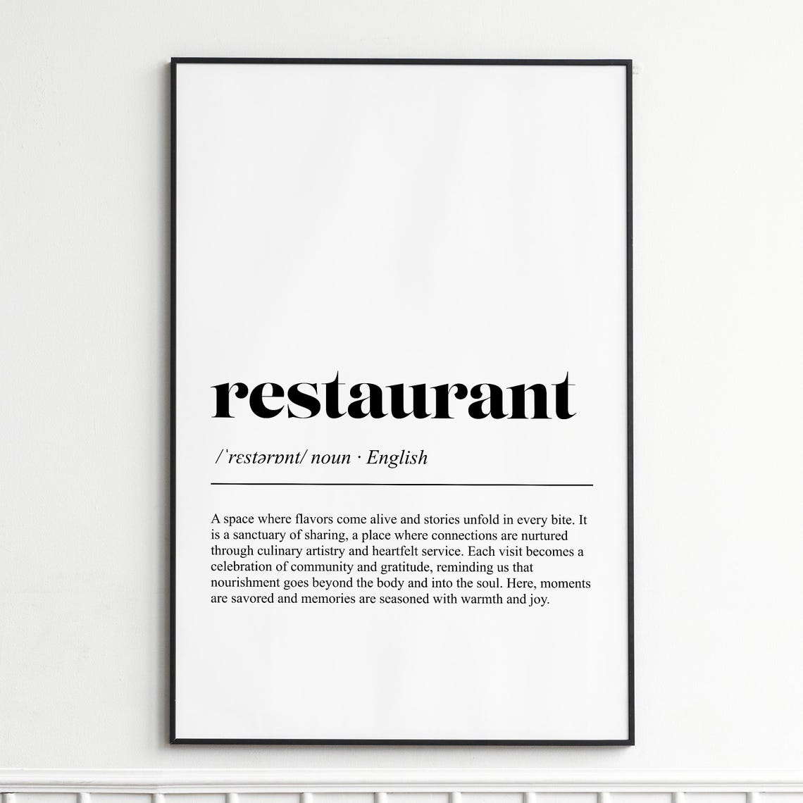 Restaurant Definition Elegant Typography Dictionary Style Word Poster