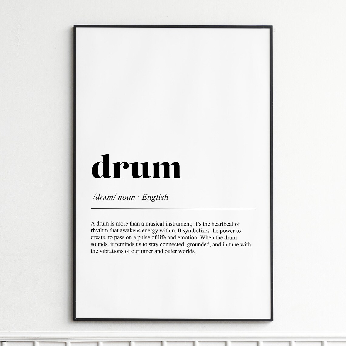 Drum Definition Rhythm Heartbeat Word Art Typography Minimalist Decor Poster