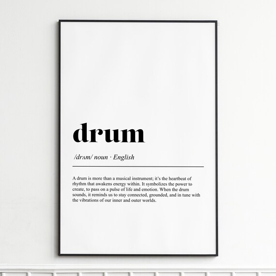 Drum Definition Rhythm Heartbeat Word Art Typography Minimalist Decor Poster