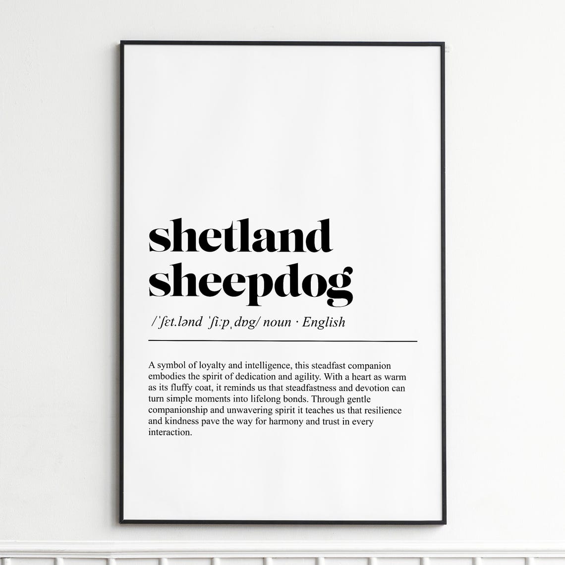 Shetland Sheepdog Definition Dictionary Typography Dog Lover Poster