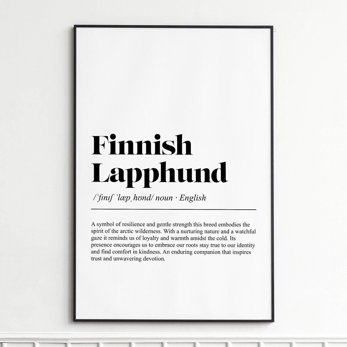 Finnish Lapphund Dog Breed Definition Nordic Typography Poster