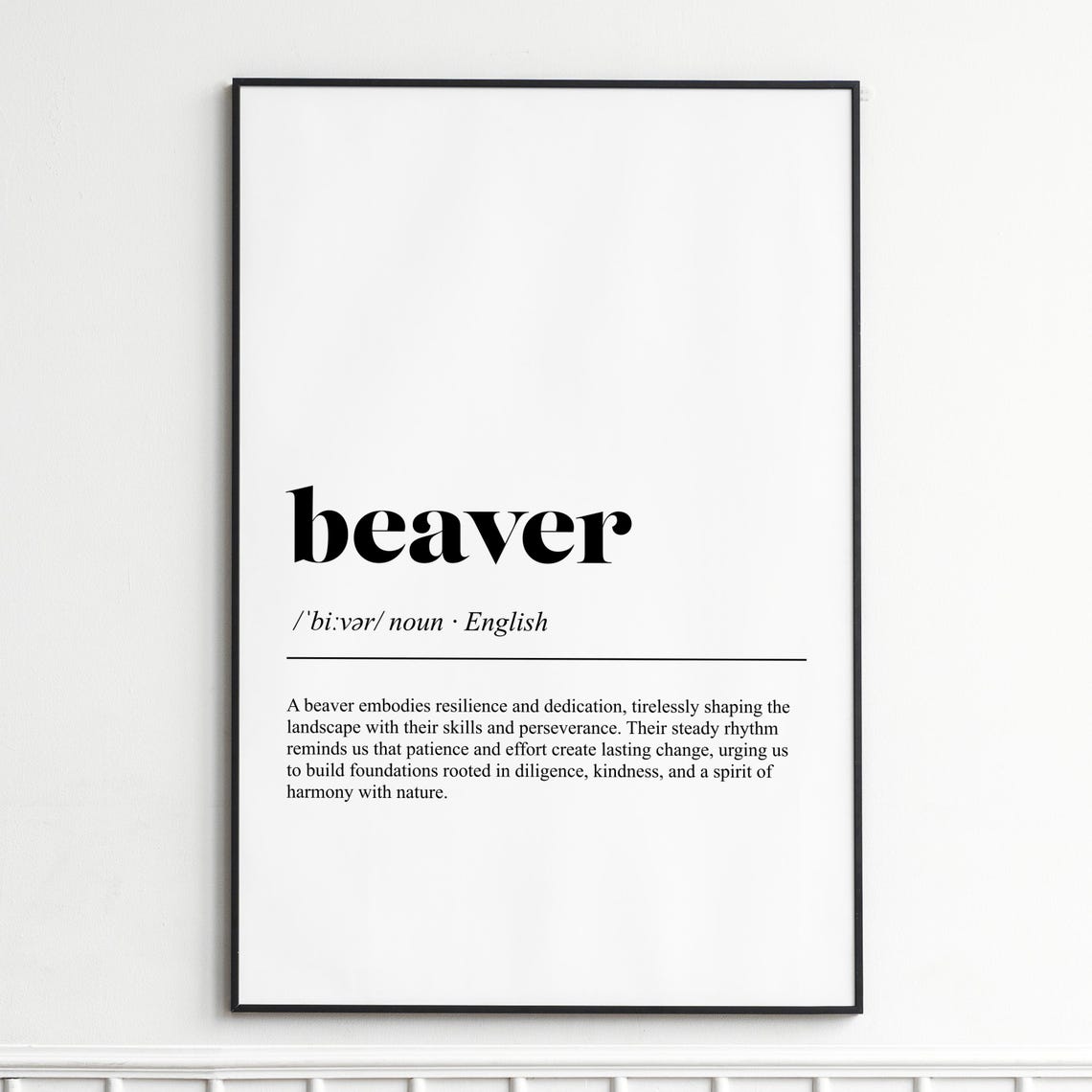 Beaver Resilience Dedication Harmony Classic Nature Word Poster