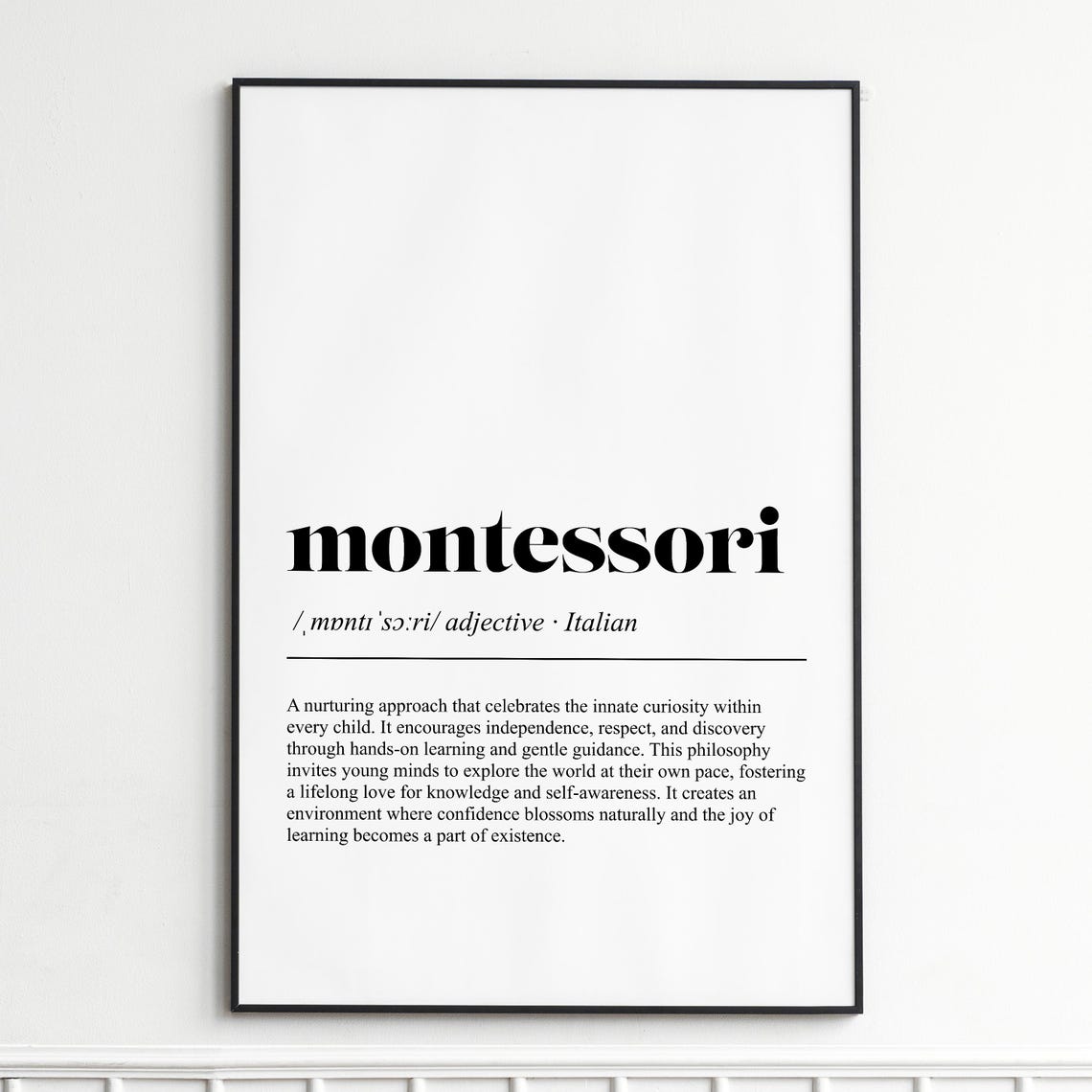 Montessori Definition Print Inspirational Dictionary Wall Art Elegant Typography Poster Home Decor