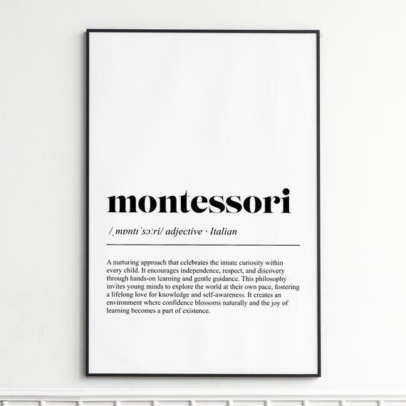 Montessori Definition Print Inspirational Dictionary Wall Art Elegant Typography Poster Home Decor
