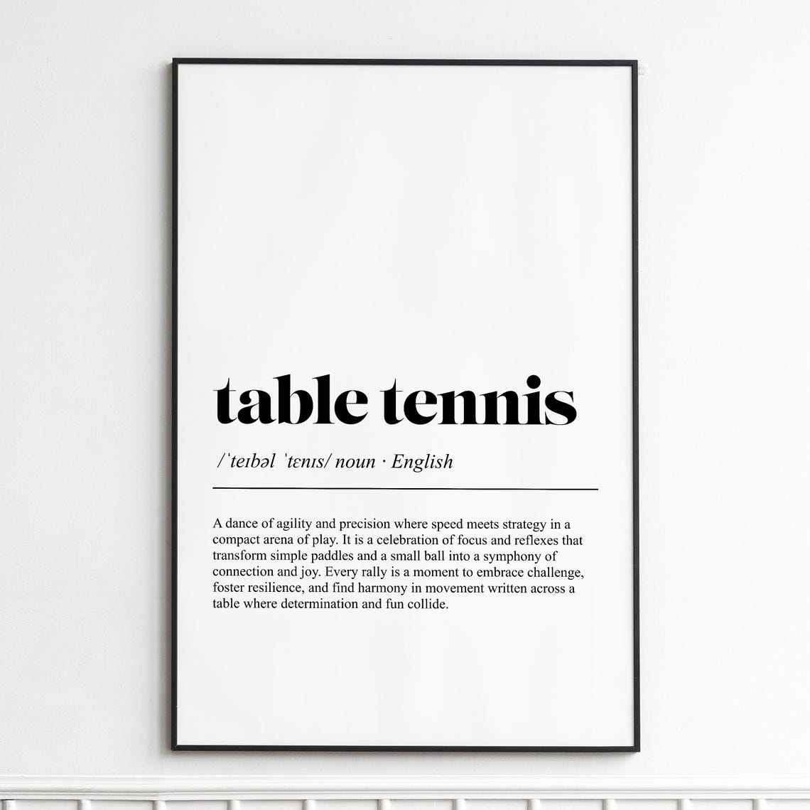 Table Tennis Definition Dictionary Typography Sports Gift Poster
