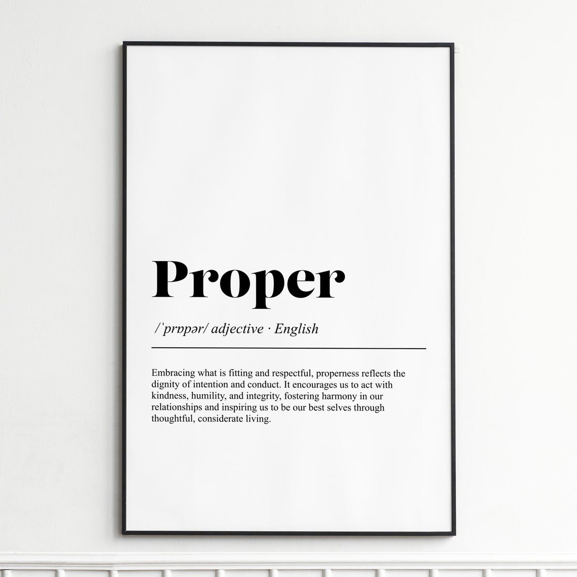 Proper Dignity Respect Definition Typography Dictionary Wall Poster