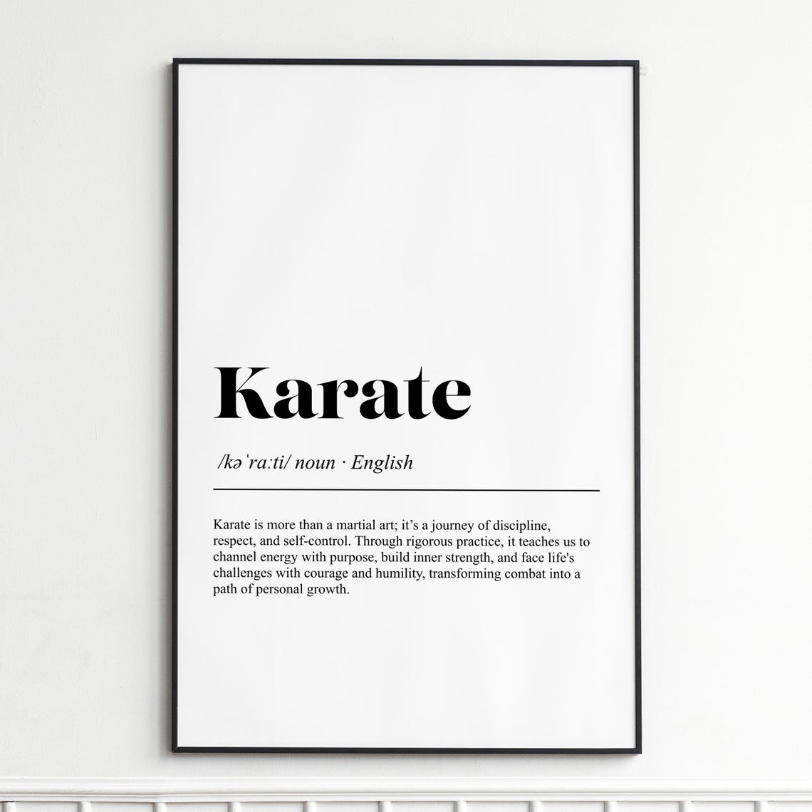 Karate Definition Print Inspirational Dictionary Wall Art Modern Typography Poster Decor Gift