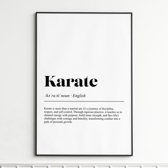 Karate Definition Print Inspirational Dictionary Wall Art Modern Typography Poster Decor Gift