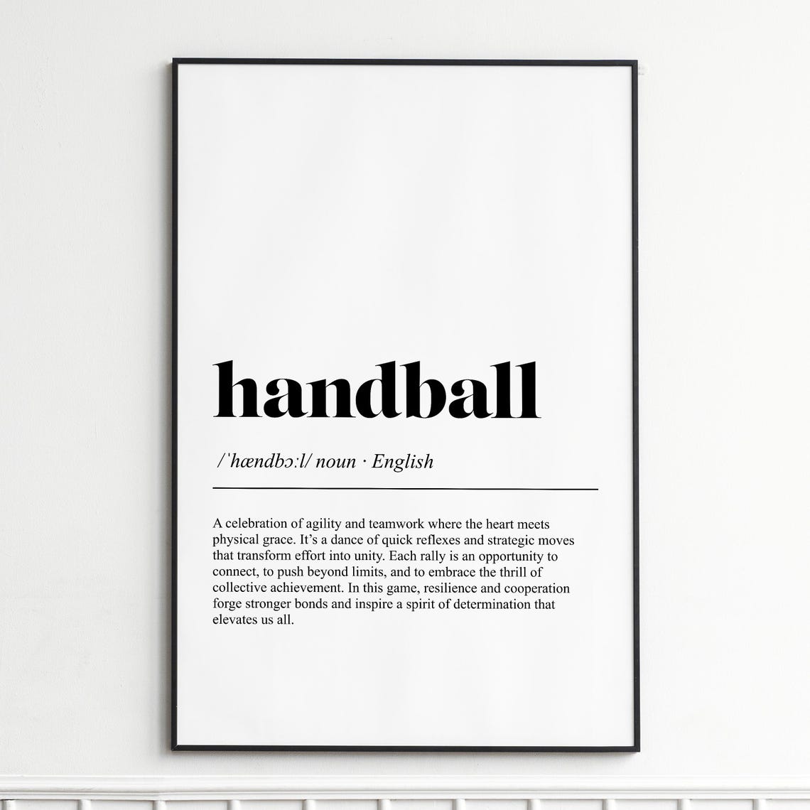 Handball Definition Print Inspirational Typography Wall Art Modern Dictionary Poster Home Decor Gift