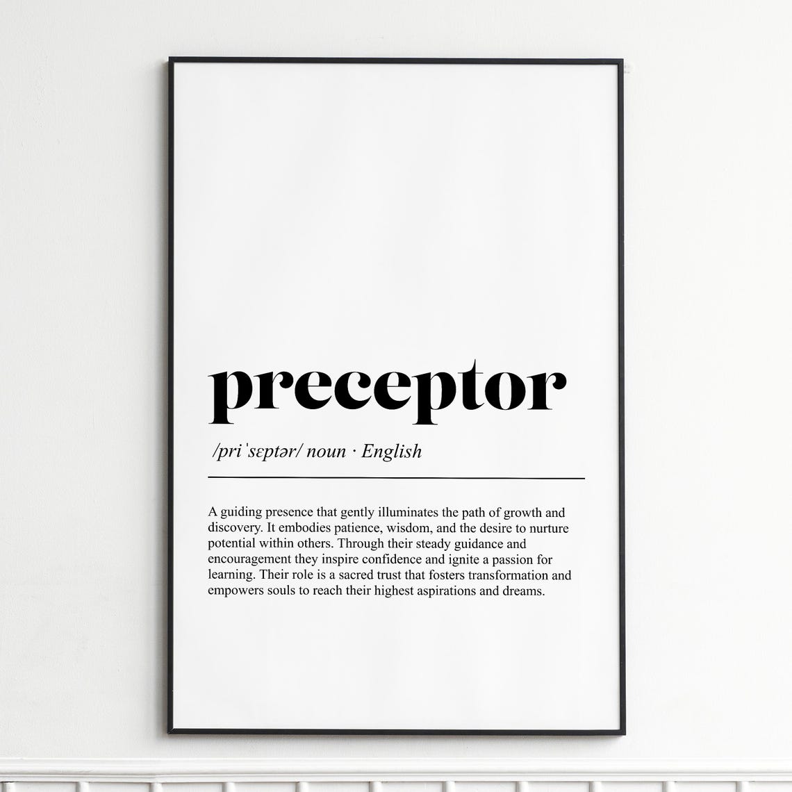 Preceptor Elegant Minimalist Dictionary Definition Typography Poster