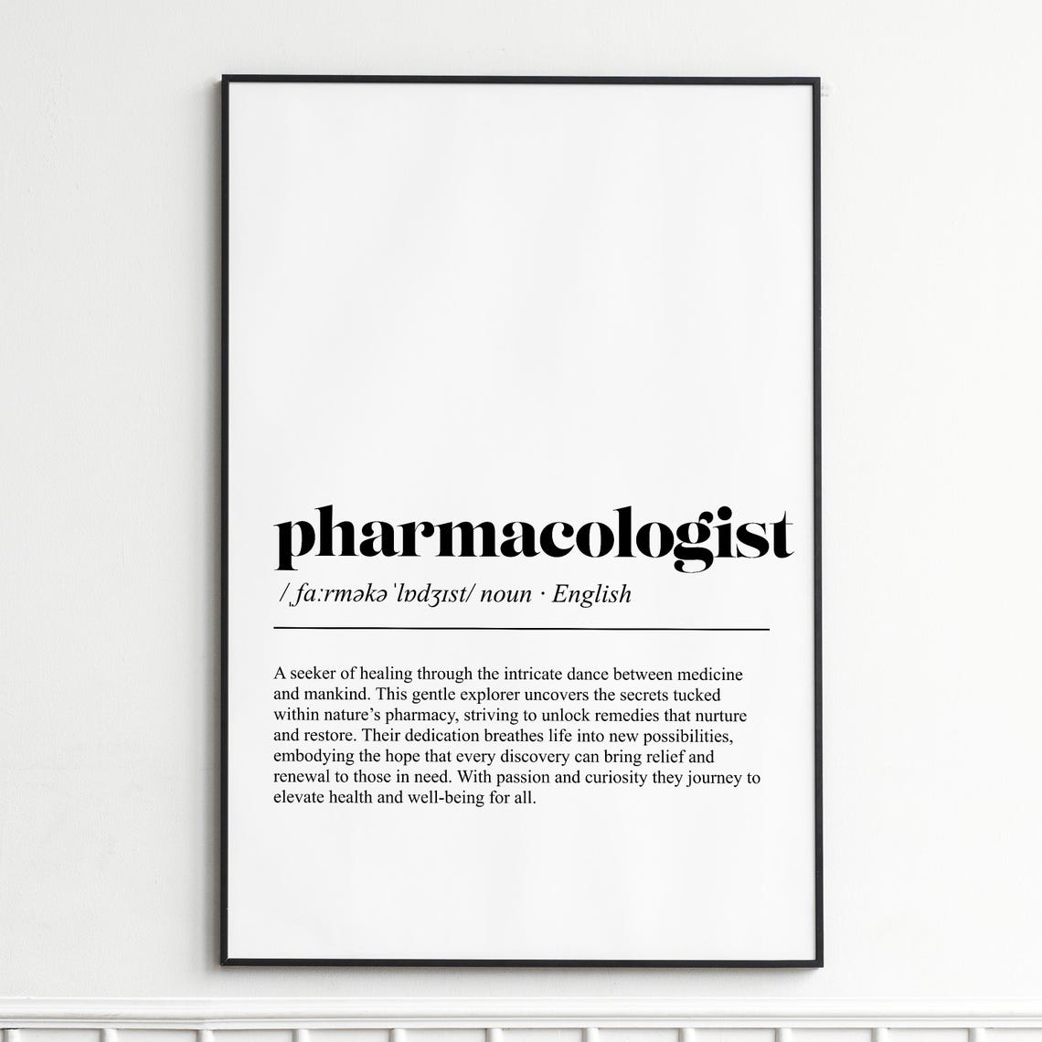 Pharmacologist Definition Poster Dictionary Typography Career Gift