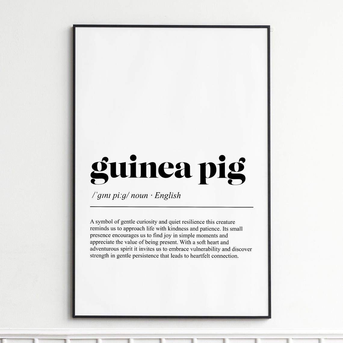 Guinea Pig Definition Dictionary Typography Cute Animal Poster