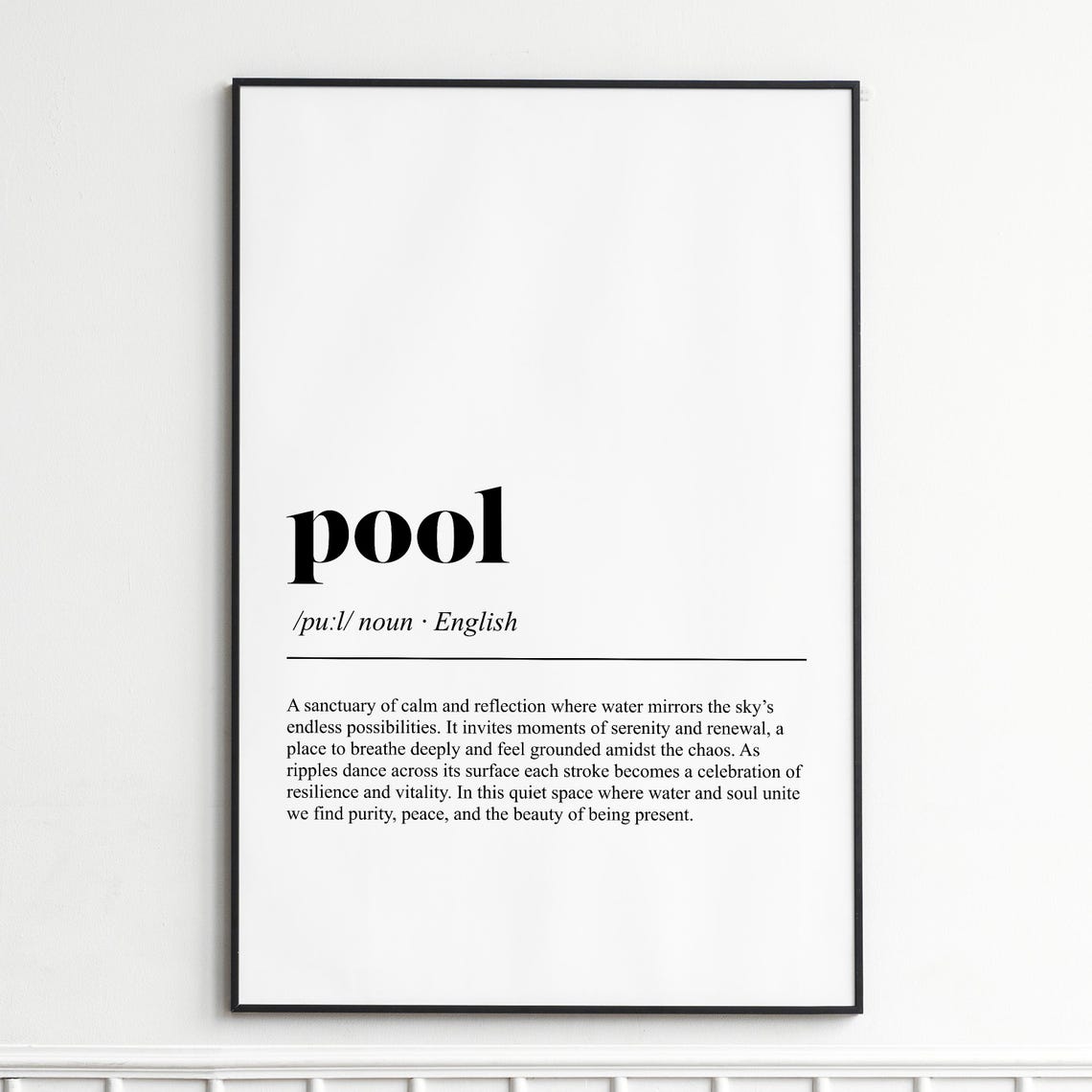 Pool Elegant Minimalist Dictionary Definition Typography Poster