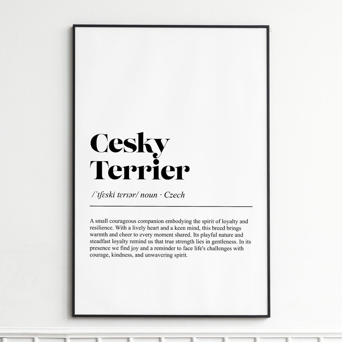 Cesky Terrier Courageous Companion Czech Definition Typography Poster