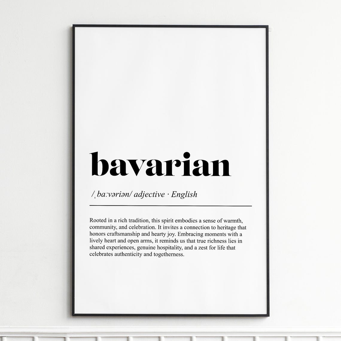 Bavarian Elegant Minimalist Dictionary Definition Typography Poster
