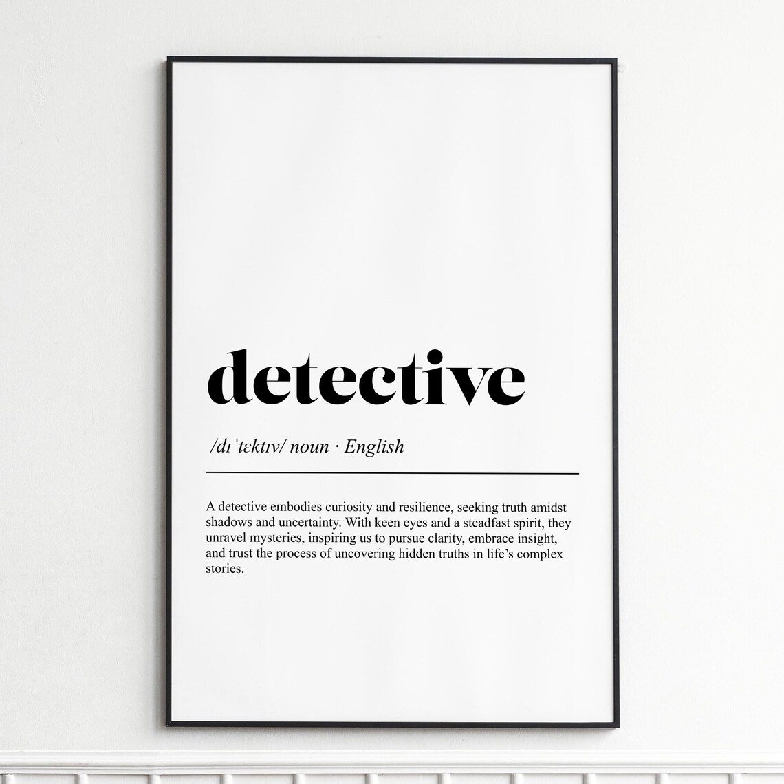 Detective Word Dictionary Definition Vintage Typography Poster