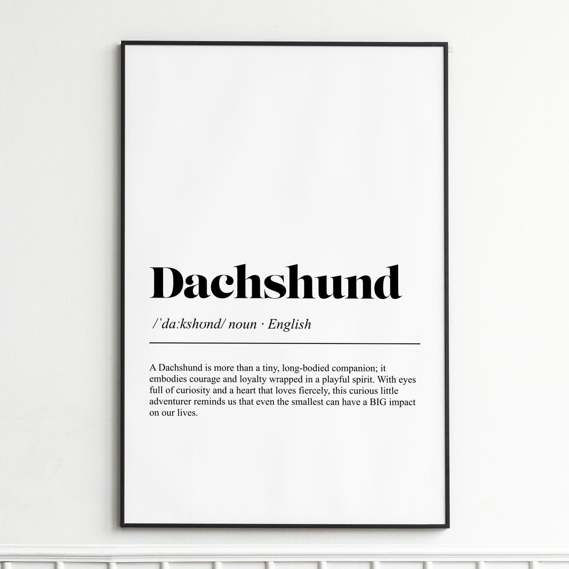 Dachshund Dog Breed Definition Typography Black Serif Poster