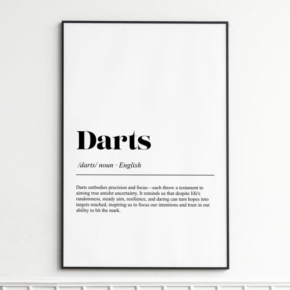 Darts Definition Print Inspirational Dictionary Wall Art Modern Typography Poster Home Decor