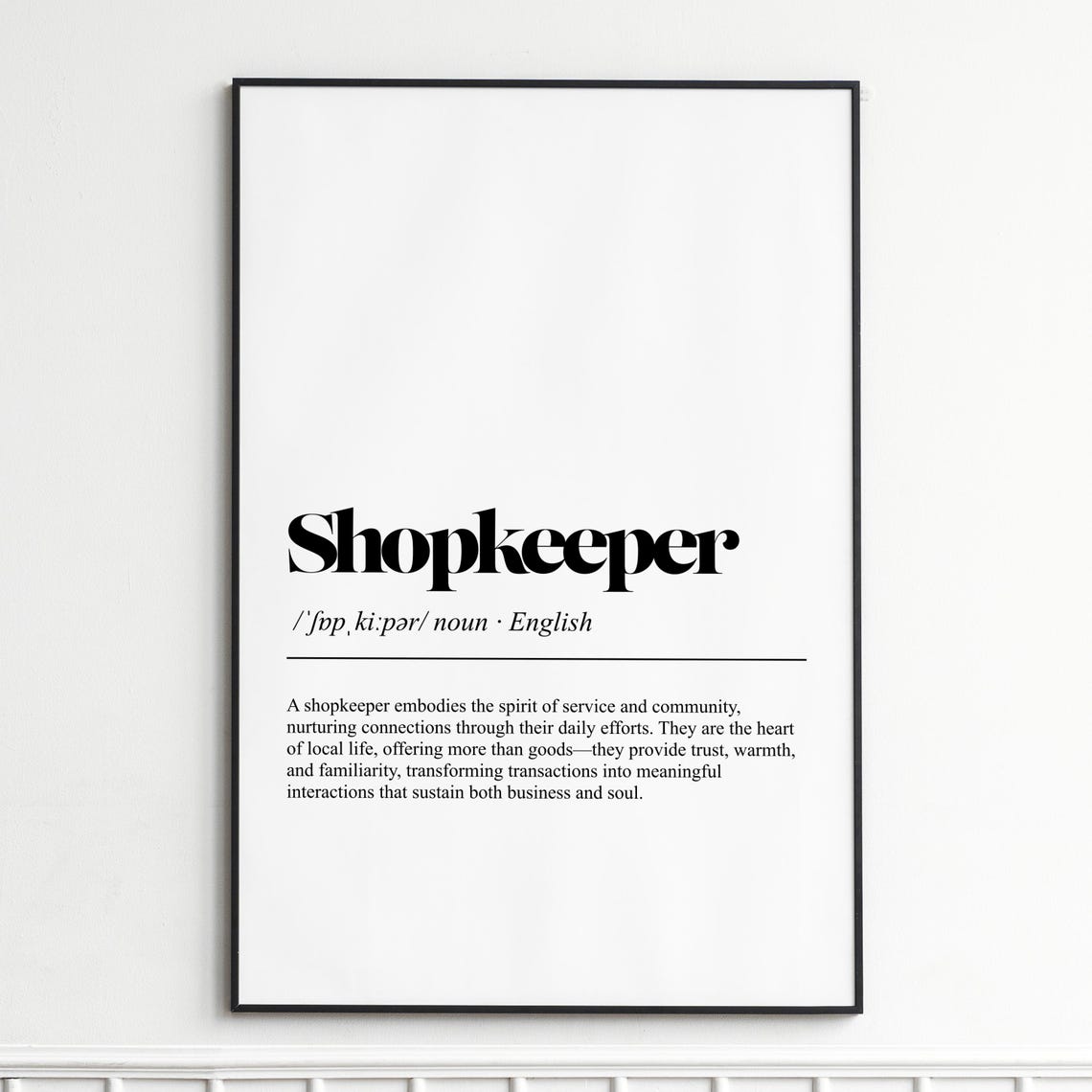 Shopkeeper Local Business Definition Typography Dictionary Poster