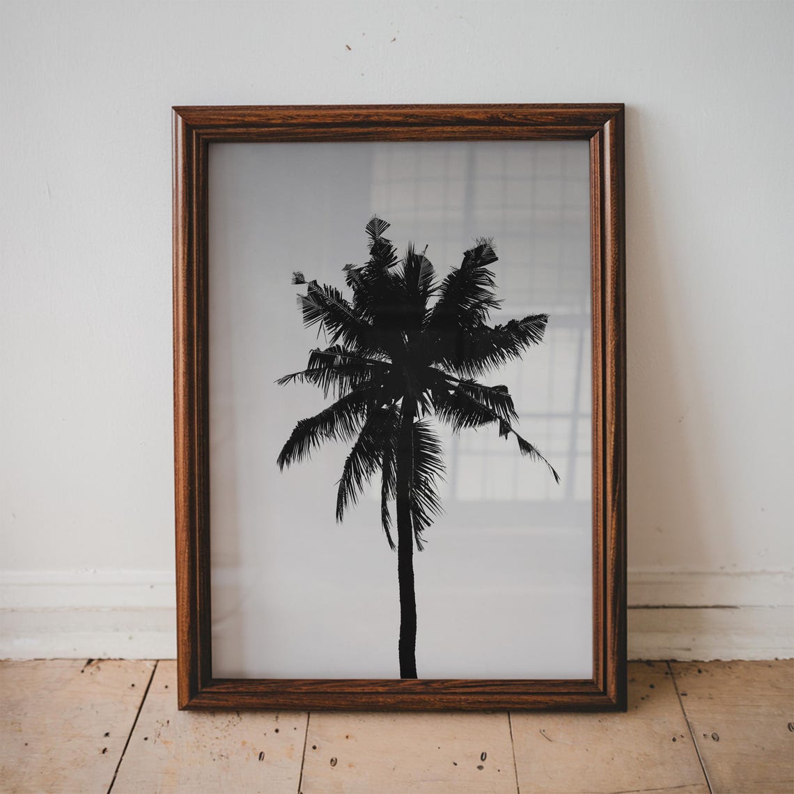 Black Palm Tree Silhouette Minimalist Tropical Photography Poster