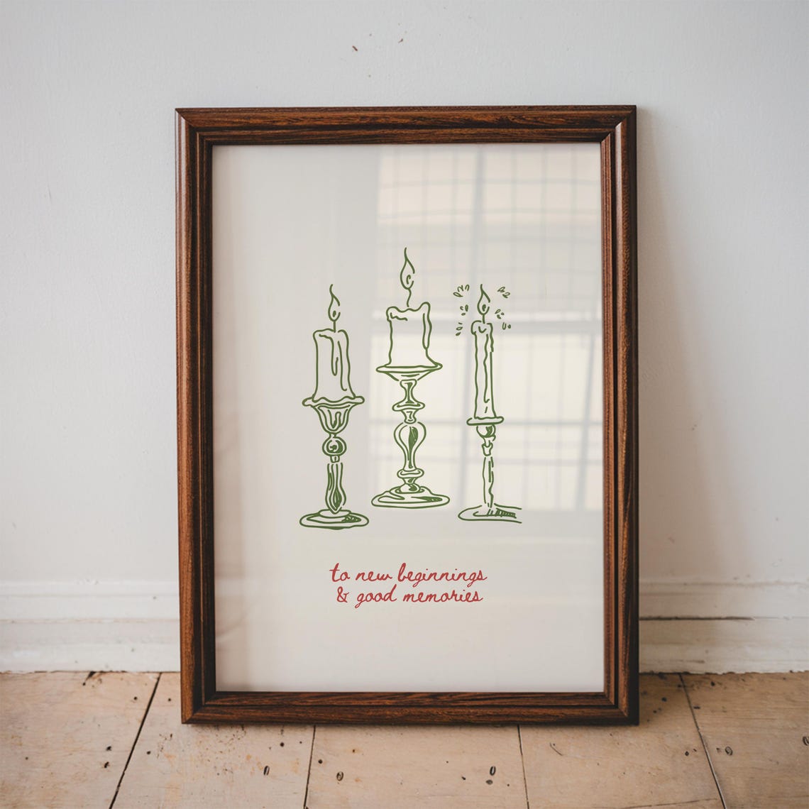 To New Beginnings Quote Candle Line Art Celebration Cheer Poster