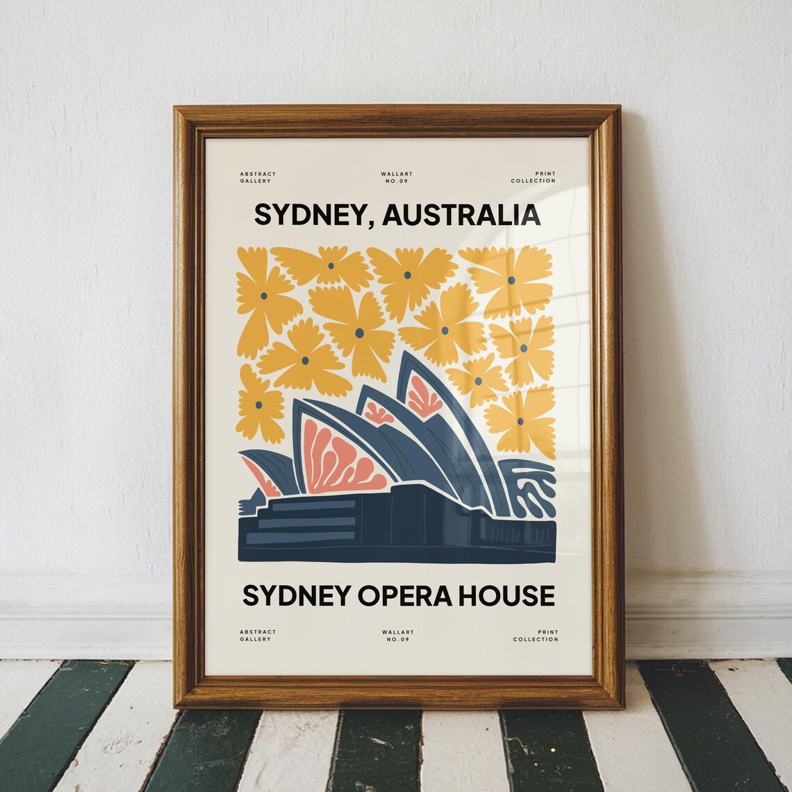 Sydney Opera House Australia Yellow Floral Retro Travel Poster