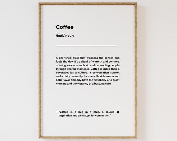 Coffee Definiton Wall Art Typography Home Decoration