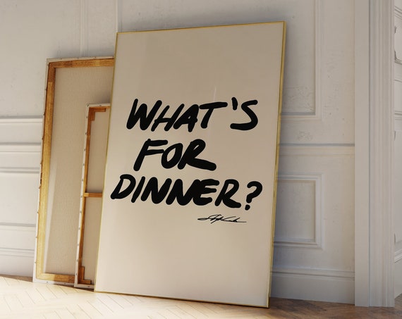 Whats For Dinner Poster, Mid-Century Modern Kitchen Art