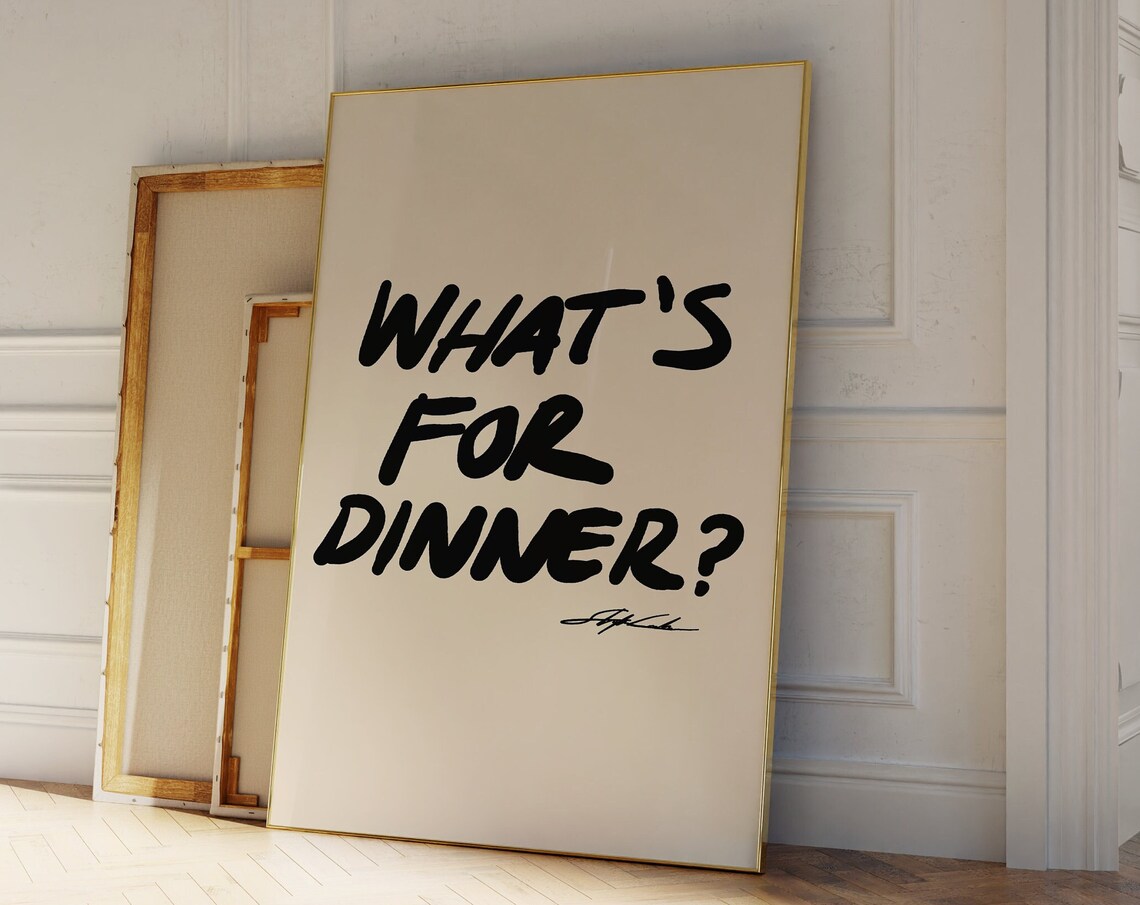 Whats For Dinner Poster, Mid-Century Modern Kitchen Art