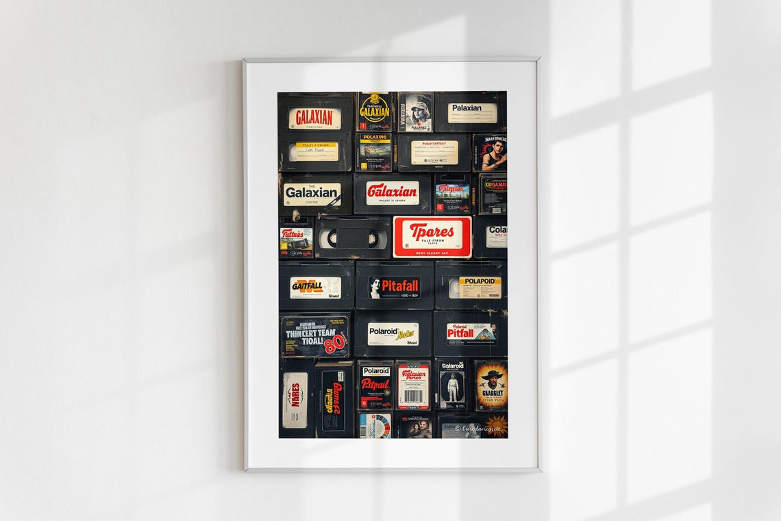 Vintage VHS Cassette Tapes Retro Labels Nostalgic Collage Poster - Image 6