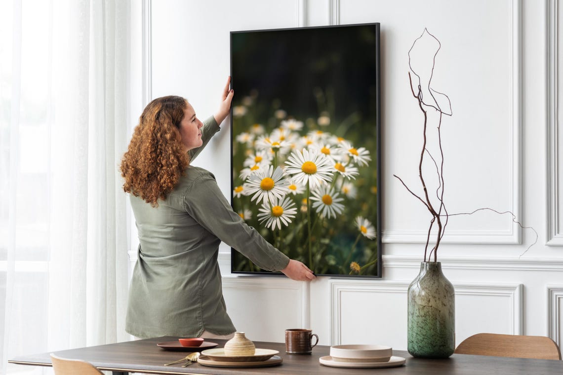 White Daisy Wildflower Field Close Up Night Garden Photo Print - Image 4