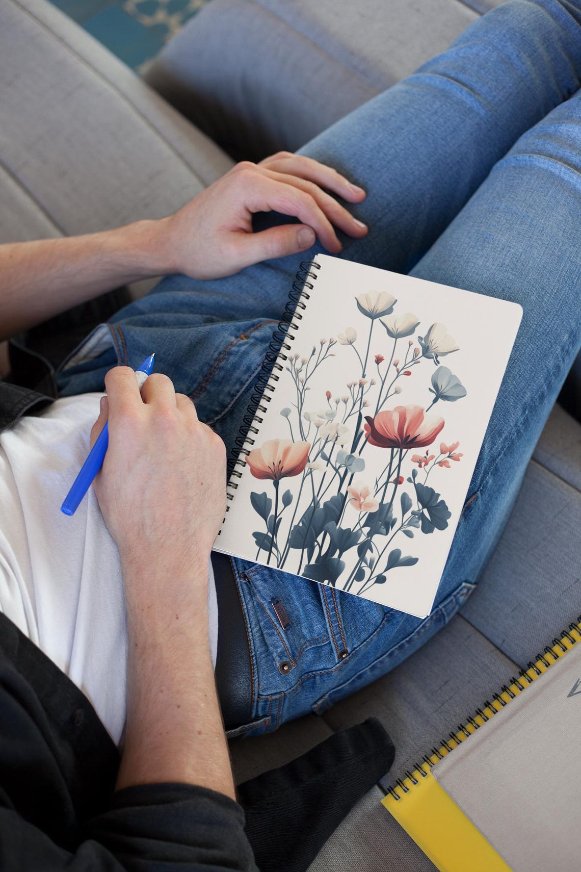 Soft Watercolor Wildflower Botanical Cover Art Spiral Notebook Print - Image 3