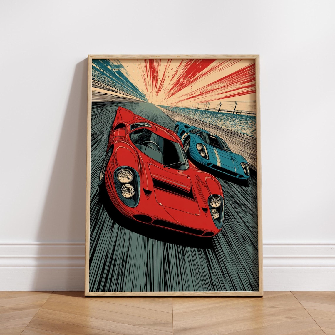 Vintage Race Cars Racing Retro Comic Pop Art Motorsport Wall Art