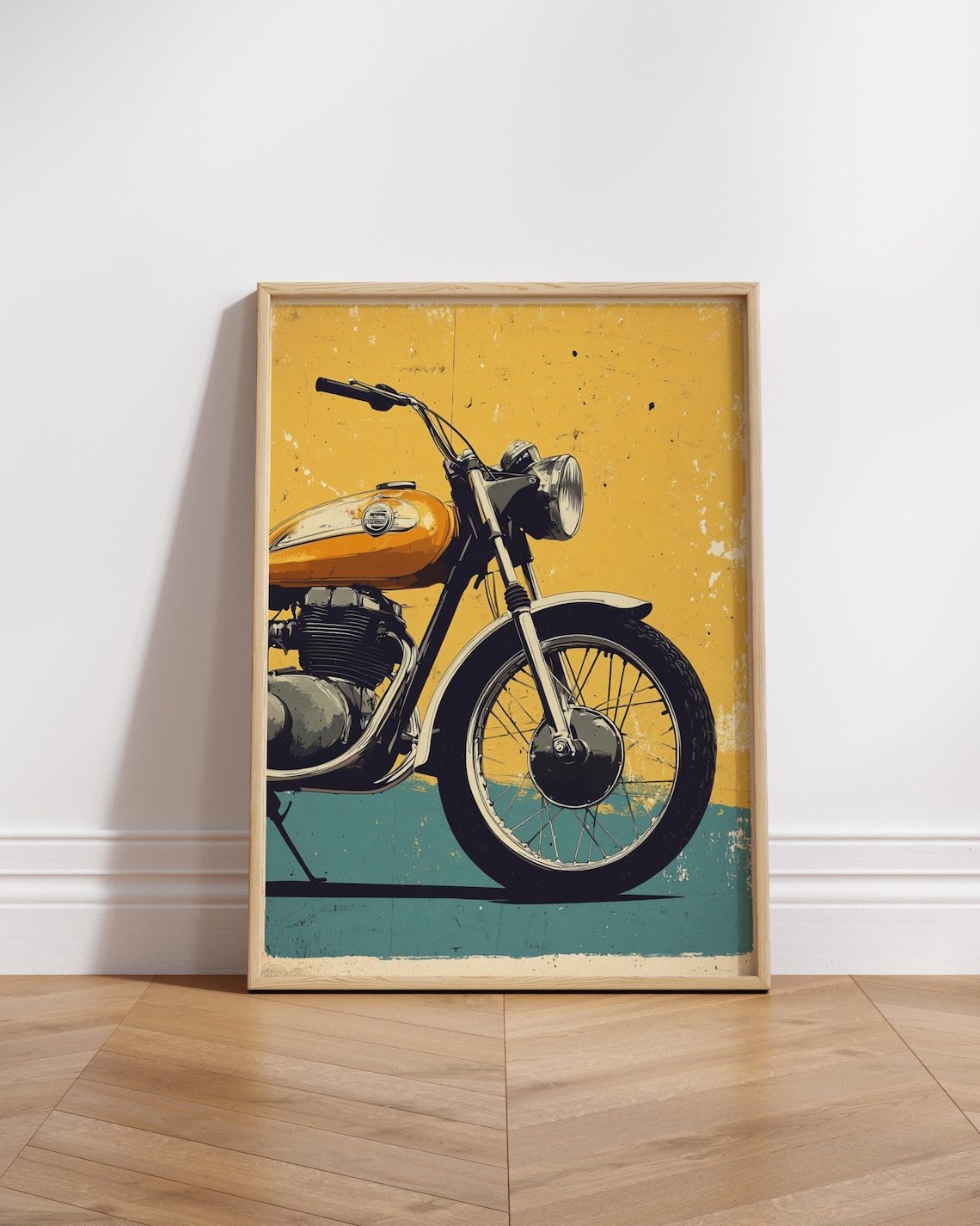 Retro Motorcycle Poster, Vintage Wall Decor