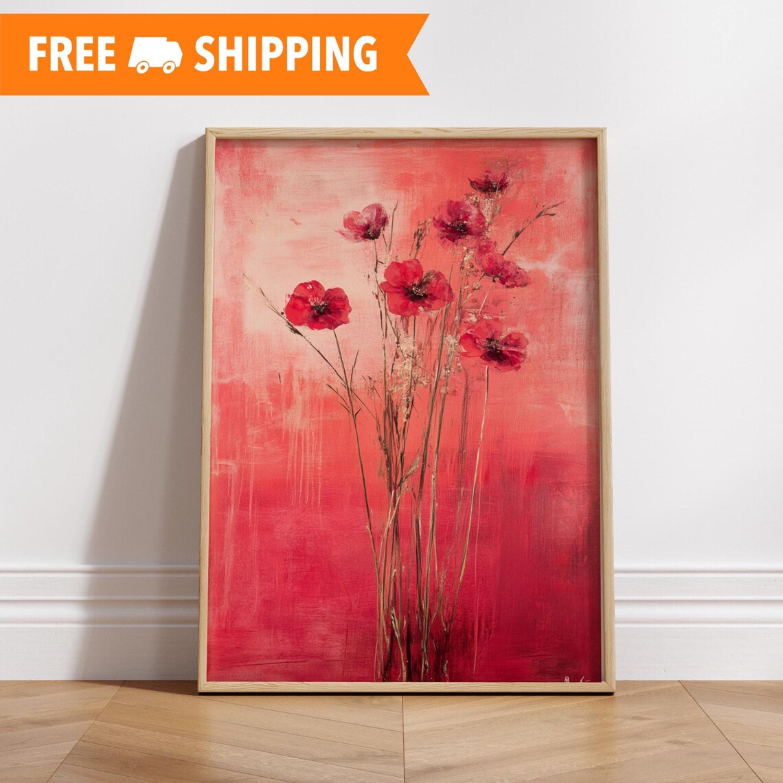 Bold Floral Art Print Poster Boho Wall Decor Home Gallery Gift For Her Modern Wedding Pink Flower