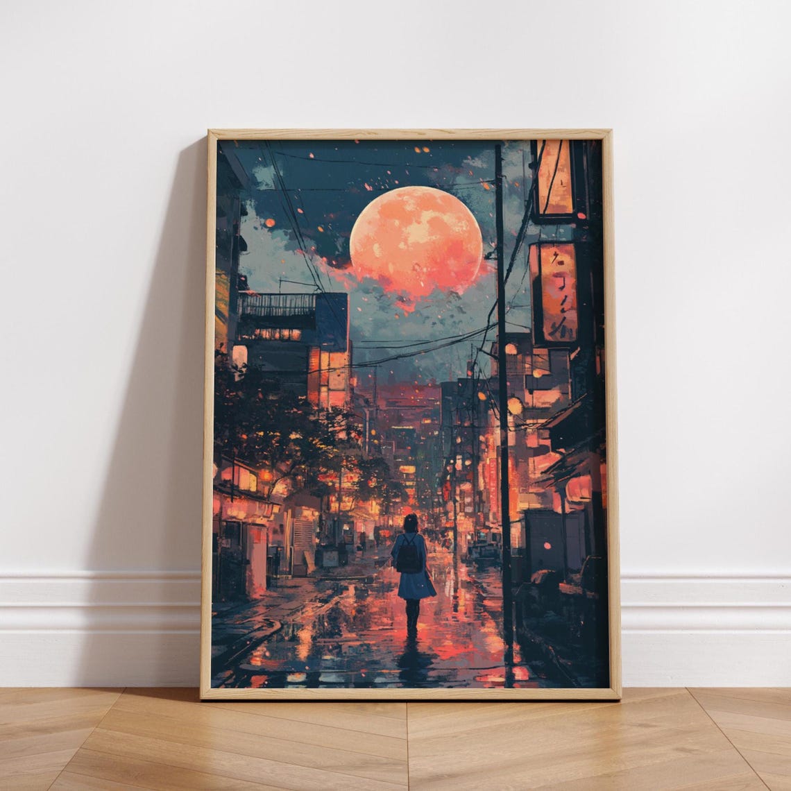 Urban Nightscape Matte Poster Night City Art Print Home Decor Wall Gift For Lovers Room Decoration Amine