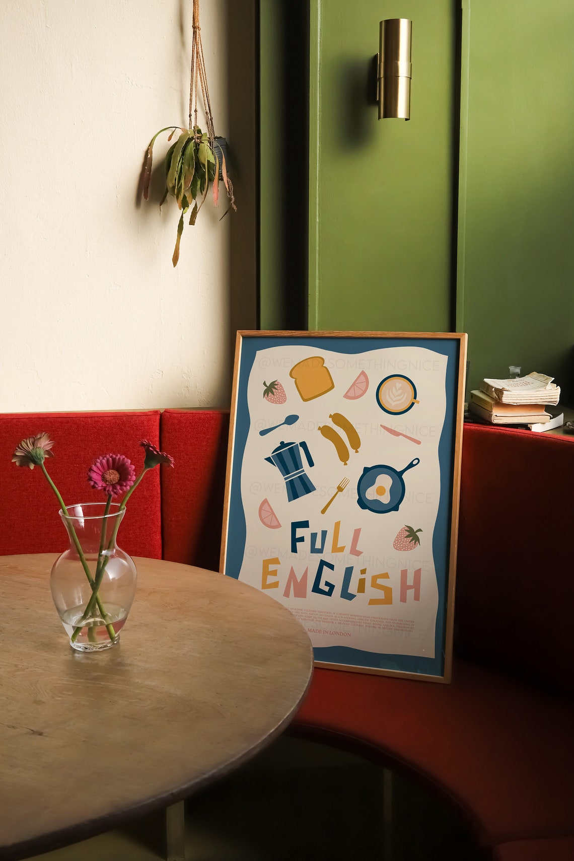 Full English Breakfast Food Icons Made In London Kitchen Poster - Image 3