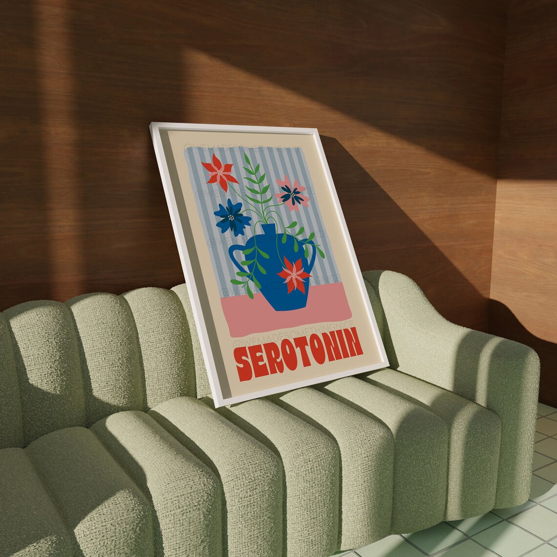 Serotonin Blue Vase Flowers Colorful Maximalist Floral Poster - Image 3