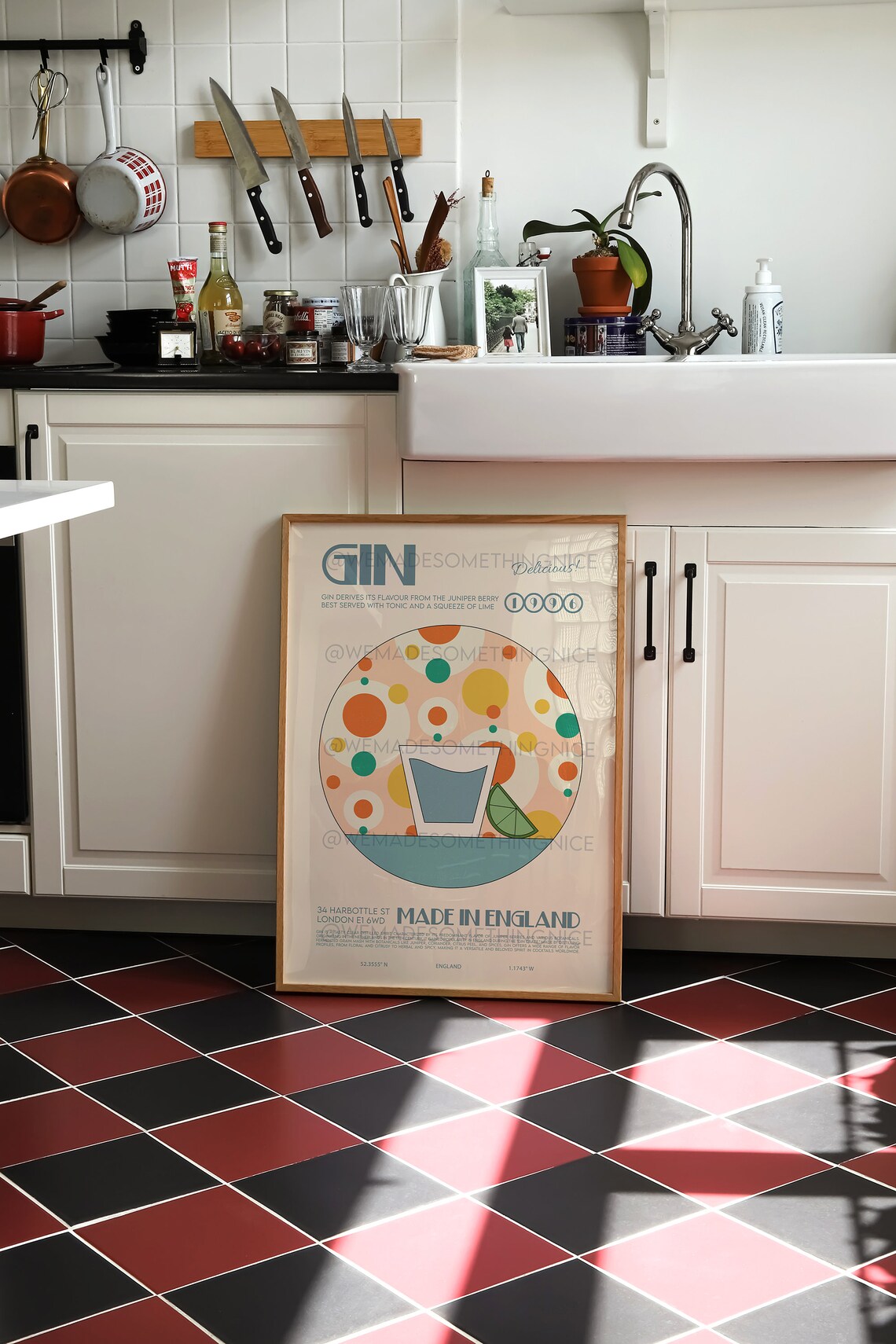 Gin Print Retro Cocktail Poster, Kitchen Decor - Image 3