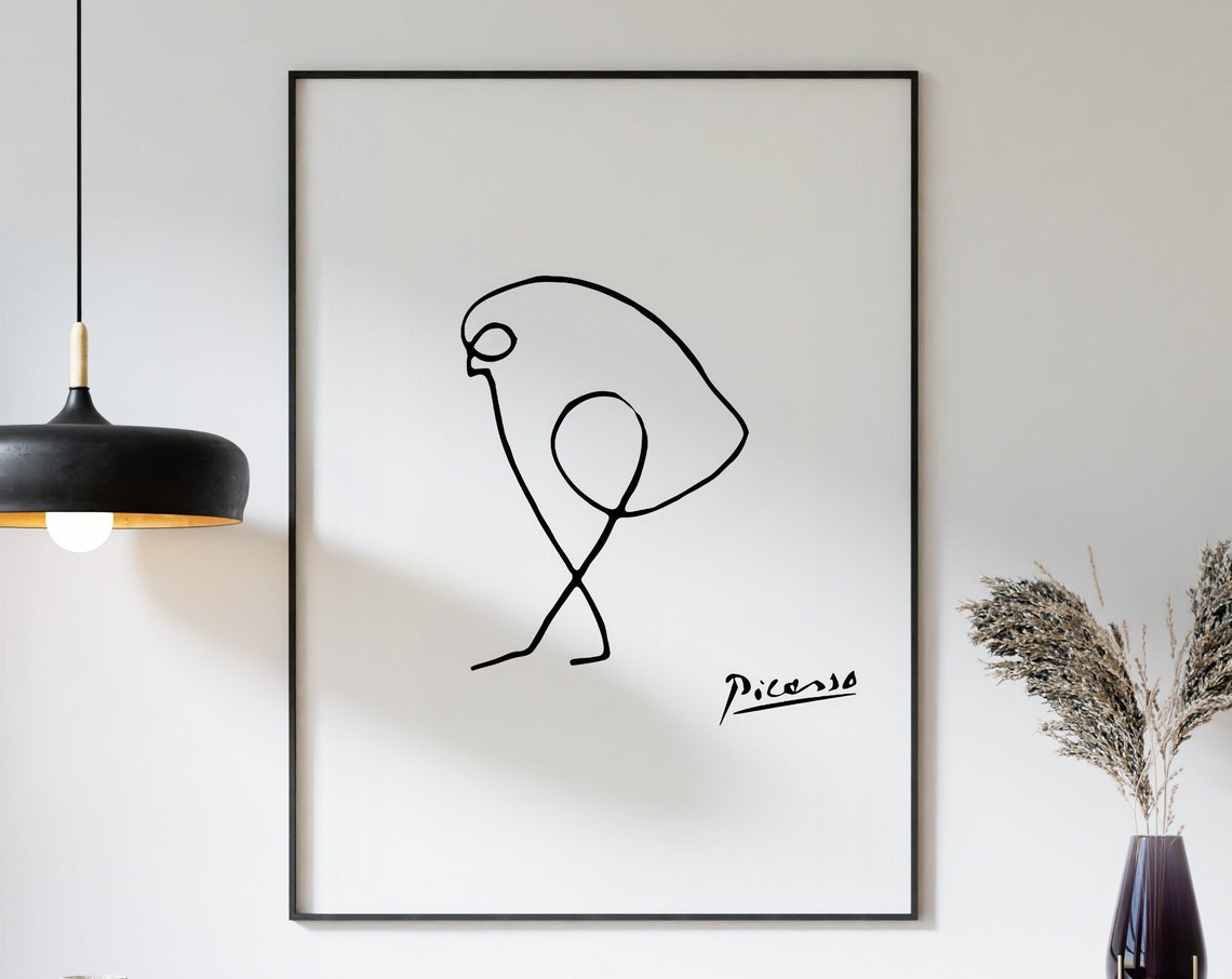 Pablo Picasso Bird Minimalist Single Line Drawing Art Poster - Image 3